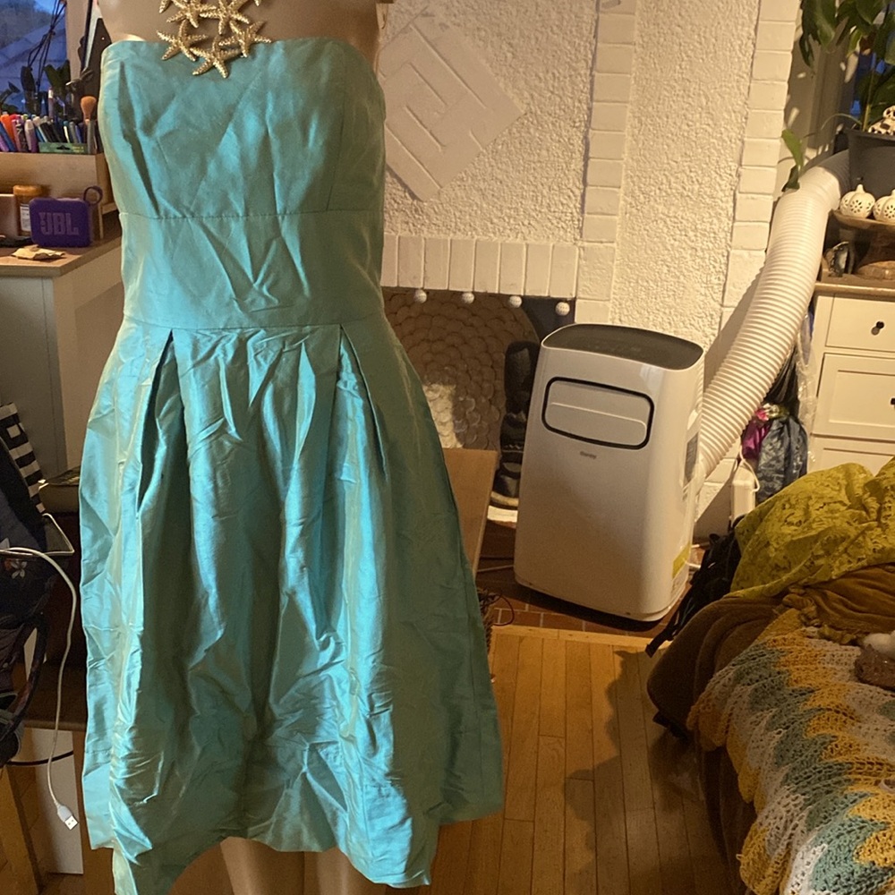 Dessy Collection Strapless Dress in Sage Green